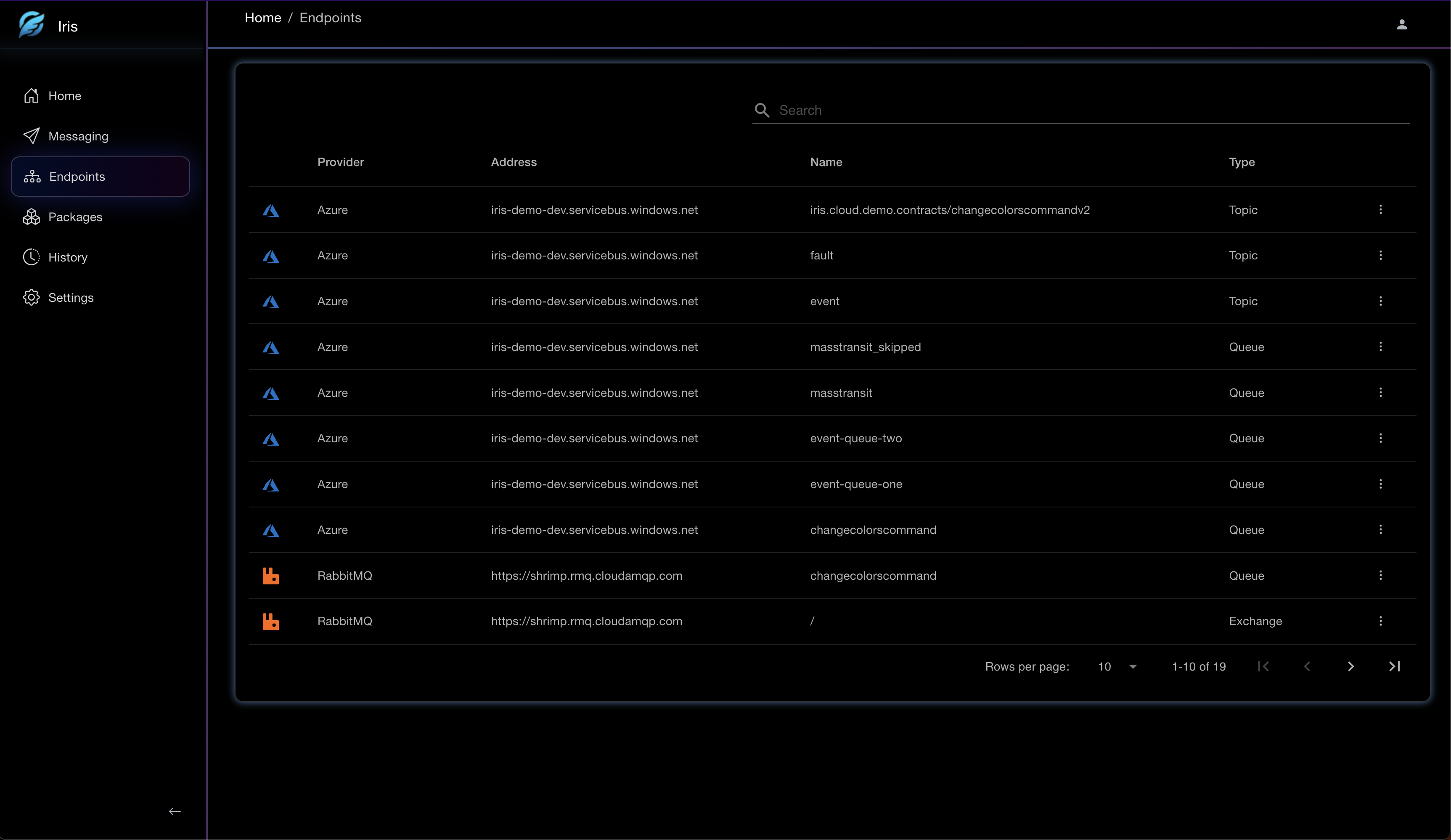 Iris Endpoint Dashboard